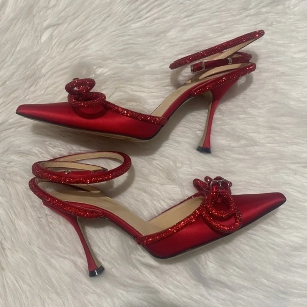 Mach & Mach Crystal Double Bow pointed toe pump size‎ 37.5EU